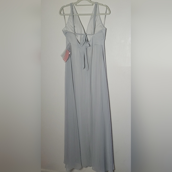 Birdy Grey Bridesmaid Dress Gray Large Convertible Straps Pockets Womens Wedding - Picture 2 of 13